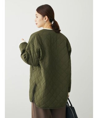 Green Parks キルティングノーカラーブルゾン Khaki