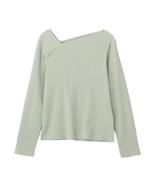 earth music&ecology アシメネックリブプルオーバー Light Green