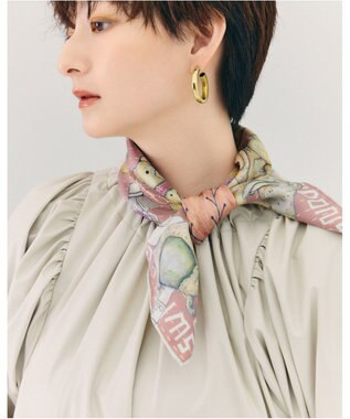 MOONBAT SWASH LONDON 大判シルクツイルスカーフ Trifle 68×68cm 日本製 ピンク