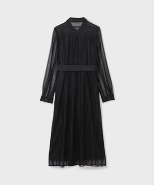 GRACE CONTINENTAL ストライプレースシャツワンピース ブラック