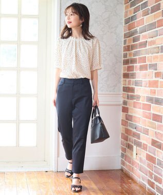 ANY SIS 【撥水】サテンストレッチビューティ パンツ ブラック