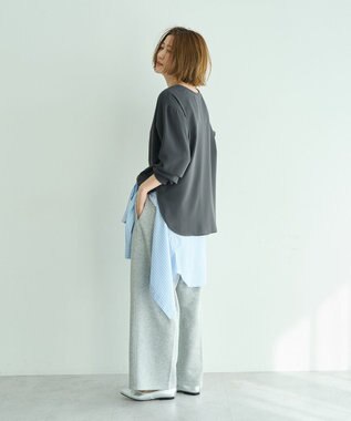 YECCA VECCA 2wayリブMIXジョーゼットブラウス Charcoal Gray