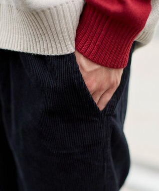 WEGO 【ユニセックス着用ITEM/ウエストゴム/SMLサイズ展開】コーデュロイイージーストレートパンツ ブラック