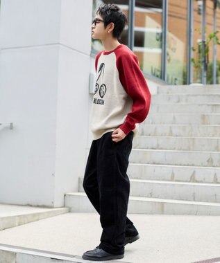 WEGO 【ユニセックス着用ITEM/ウエストゴム/SMLサイズ展開】コーデュロイイージーストレートパンツ ブラック