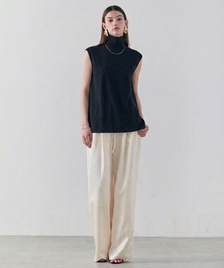 BEIGE， 【ロングセラー】MELLE / ハイストレッチ ハイネックカットソー Black