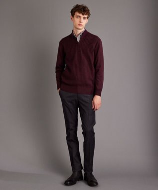 JOSEPH ABBOUD 【滑らかな肌触り/洗える】エクストラファインメリノウール ジップ ニット ワイン系