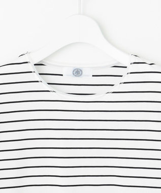 J.PRESS LADIES 【洗える】スムースジャージー ボーダー カットソー オフ×ブラック系