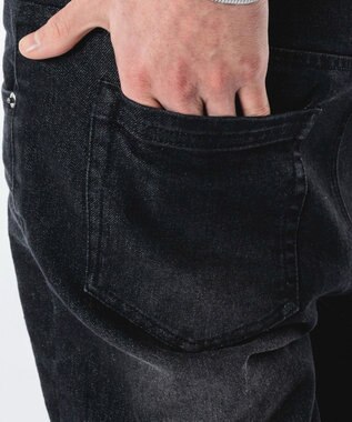 WEGO 【ユニセックス着用ITEM】シャーリングフレアデニムスキニーパンツ デニムブラックソノタ