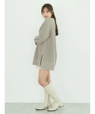 earth music&ecology マットモール片畦チュニック Gray Beige