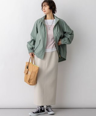 23区 2WAY ストレッチタフタ ボリュームスリーブブルゾン カーキ系