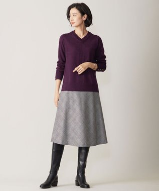 J.PRESS LADIES CLEAR LIGHT WOOL Vネック ニット パープル系