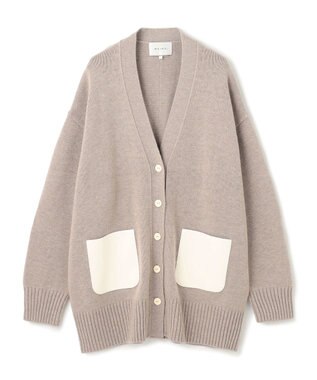 BEIGE， 【洗える】LEADER / フェイクレザーポケットオーバーサイズカーディガン Taupe