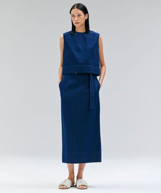 BEIGE， 【洗える・Oggi ８月号掲載】NAVIGLIO / ショート丈ノースリーブデニムブラウス Indigo