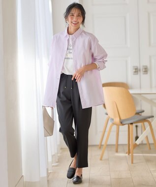 ANY 【洗濯機可能/接触冷感/UVケア】カラーストライプシャツ ピンク