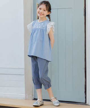 組曲 KIDS 【150-160㎝】 petit fleur エンブロイダリーチュニック ブルー