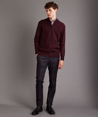 JOSEPH ABBOUD 【滑らかな肌触り/洗える】エクストラファインメリノウール ジップ ニット ワイン系