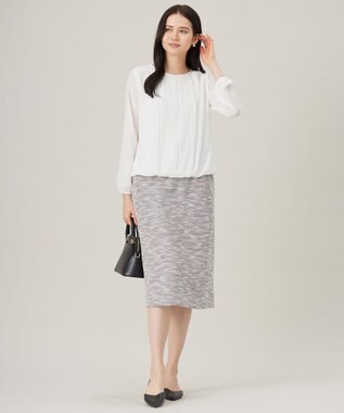 自由区 L カラミツイード スカート ライトグレー系