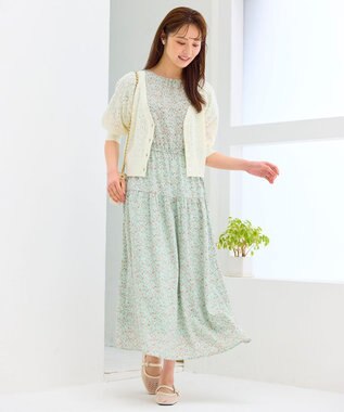 Feroux サマープリント ワンピース ライトグリーン系1