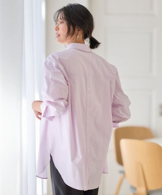 ANY 【洗濯機可能/接触冷感/UVケア】カラーストライプシャツ ピンク