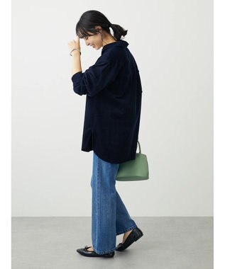 Green Parks 柔らかい細コールシャツ Navy