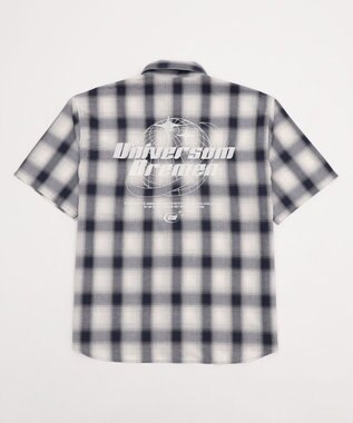 WEGO 【ユニセックス着用ITEM】グラフィックオンブレチェックシャツ（SS） ネイビー