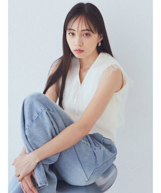 earth music&ecology チュールドッキングノースリカーディガン Off White