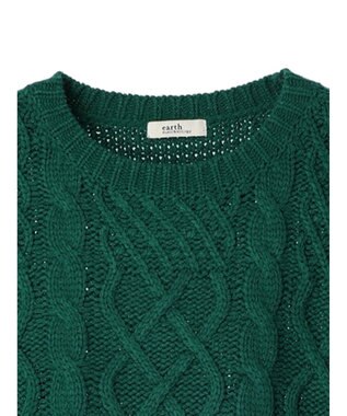 earth music&ecology ウォッシャブルケーブルプルオーバー Green