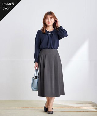 Tiaclasse L 【ダブルクロス】2wayボウタイ風ブラウス ネイビー