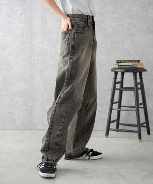 WEGO ヴィンテージウォッシュカーブデニムパンツ ブラックその他