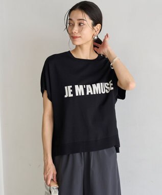 UNFILO スゴ機能美 ロゴフレンチスリーブ ニット ブラック