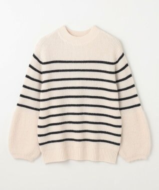 ANY ラムウールフェザーコンビプルオーバー ホワイト×ブラック