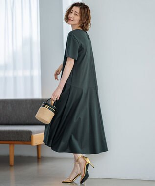 23区 【洗える】ドライコットンジャージー イレギュラーヘムワンピース カーキ系