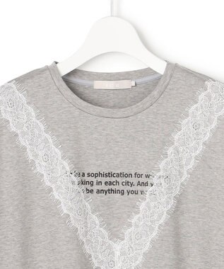 ICB L レースコンビ ロゴTシャツ ライトグレー