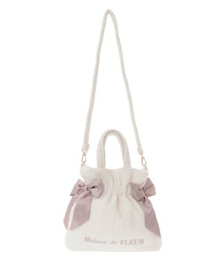 Maison de FLEUR ボアダブルリボン2Wayトートバッグ Ivory
