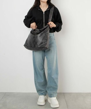 WEGO 【ユニセックス着用ITEM】レザータッチBIGショルダー グレー