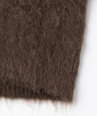 UNFILO 【洗える】アルパカシャギー ハイネッククロップドニット ブラウン