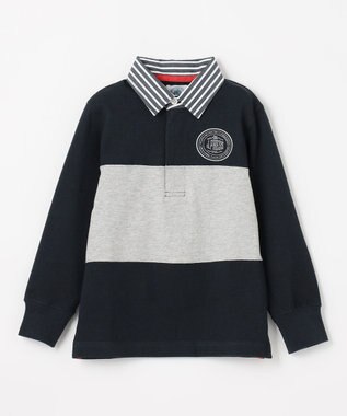 J.PRESS KIDS 【110-130cm】襟ストライプ ブロッキングポロシャツ ネイビー系2