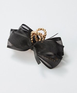 Phoebe ミディアムオーガンジーリボンバンスクリップ ブラック