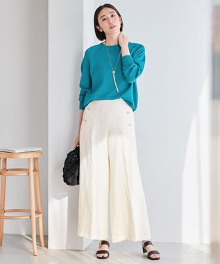 自由区 【XSサイズ～/洗える】ペーパーブレンド ニット ブルー系