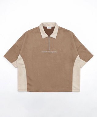 WEGO 【ユニセックス着用ITEM/MLサイズ展開】フェイクスウェードドルマンハーフZIPT（SS） ブラウン