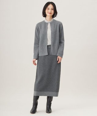 自由区 S 【洗える】ラメボーダー ニット シルバー×シルバー