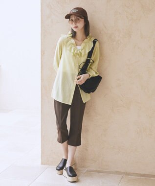 earth music&ecology フリルブラウス Pistachio