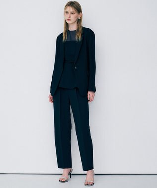 uncrave 【防シワ・洗濯機洗い可】ウォッシャブルダブルクロス テーパード パンツ ネイビー