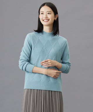 J.PRESS LADIES 【WEB限定カラーあり・洗える】CAT ハイネックプルオーバー ニット ミントブルー系