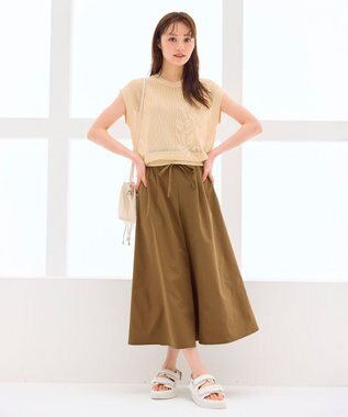 Feroux 【洗える】透かし編みニットトップス アイボリー系