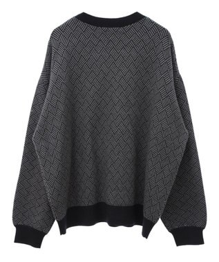 AMERICAN HOLIC バイパチ幾何学柄ニットプルオーバー Gray Mixture