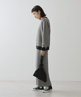 AMERICAN HOLIC バイパチ幾何学柄ニットプルオーバー Black