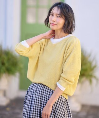 ANY L 【洗濯機可/前後着用可/アンチピリング】２ＷＡＹドライニット イエロー