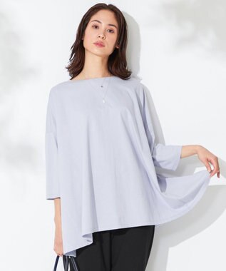 ANY 【洗える】テントライン カットソー サックスブルー系