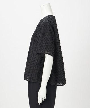 23区 L 【R(アール)】ランダムドットレース Aライン ブラウス ブラック系